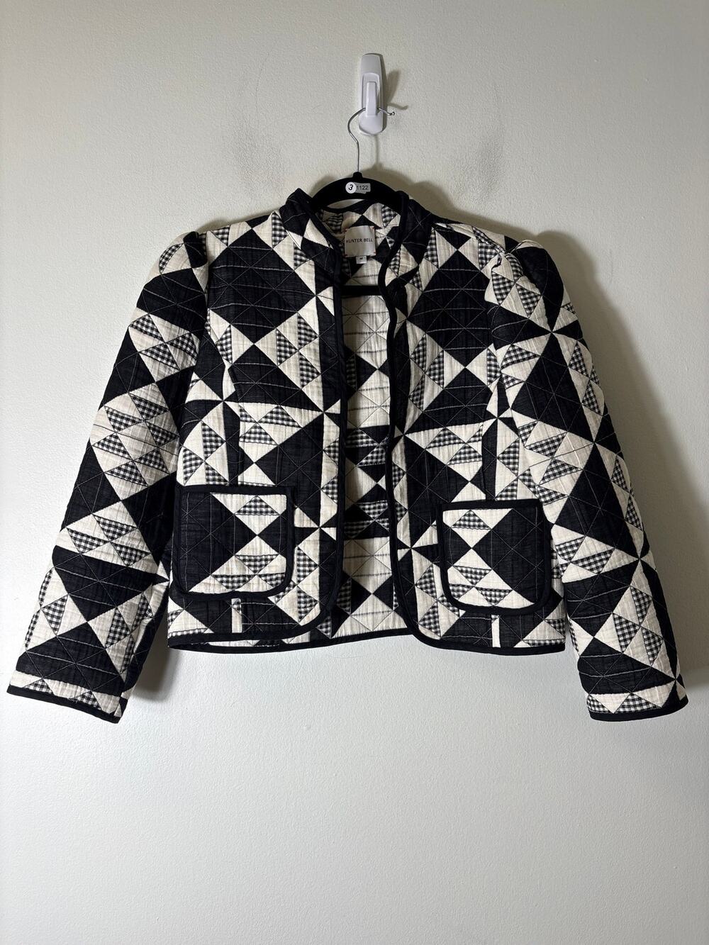 Hunter Bell Black and White Patchwork Long Sleeve Jacket Sz M